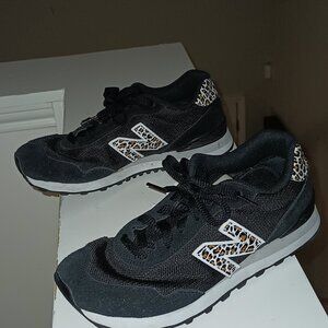 574 Black & Leopard Print Sneakers